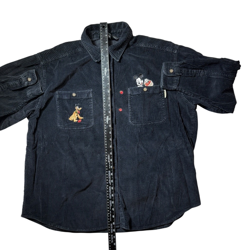 Mickey Unlimited Disney Corduroy Shirt XL Long Black Sleeve Button Up - Picture 7 of 7